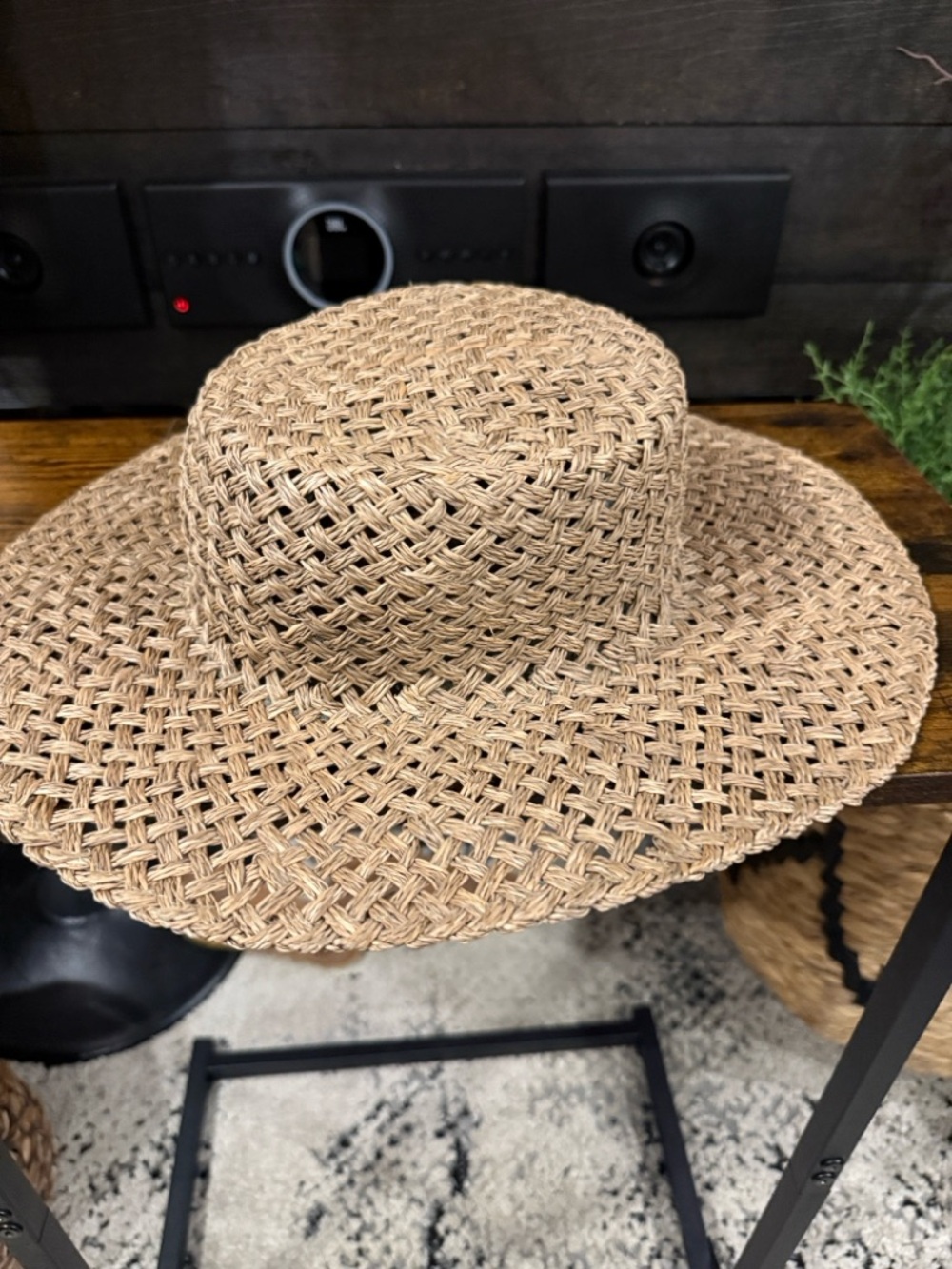 Woven Straw Wide Brim Sun Hat - Natural